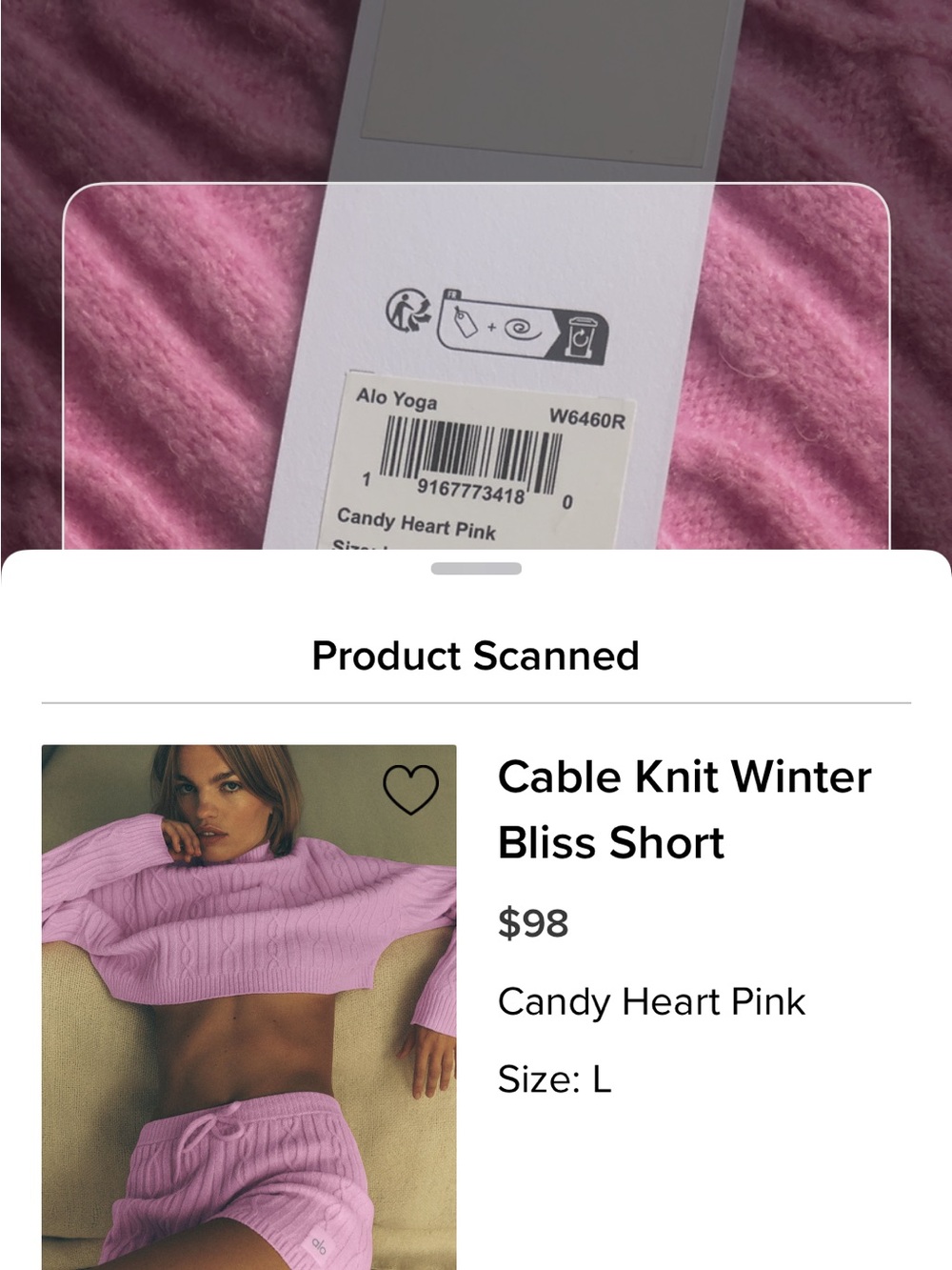 ALO Yoga Cable Knit Shorts - Candy Heart Pink